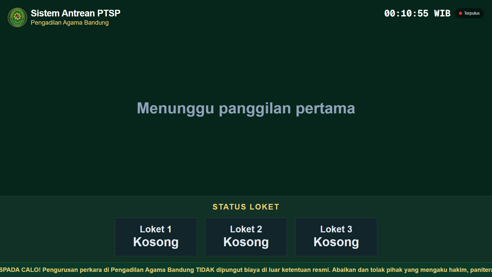 Screenshot Sistem Antrian PTSP
